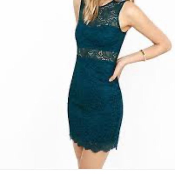 Express Dresses & Skirts - Express Fitted Cut Out Lace Green Midi Dress Large